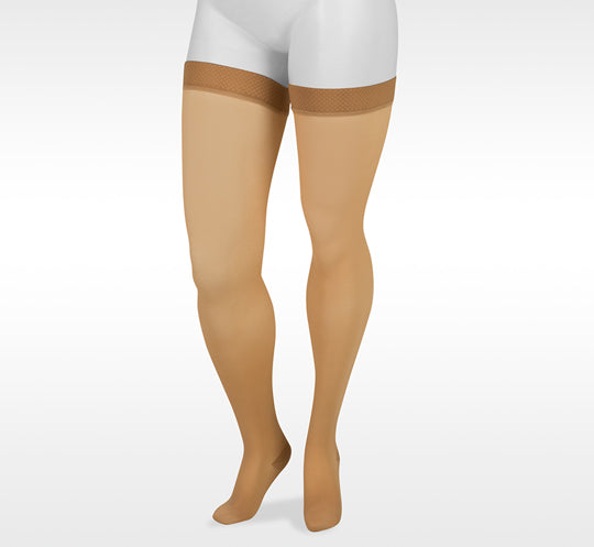 Juzo Basic 4410AGFFSB14 Beige Thigh High Silicone Top Band Full Foot  Compression Stocking 15-20 mmhg
